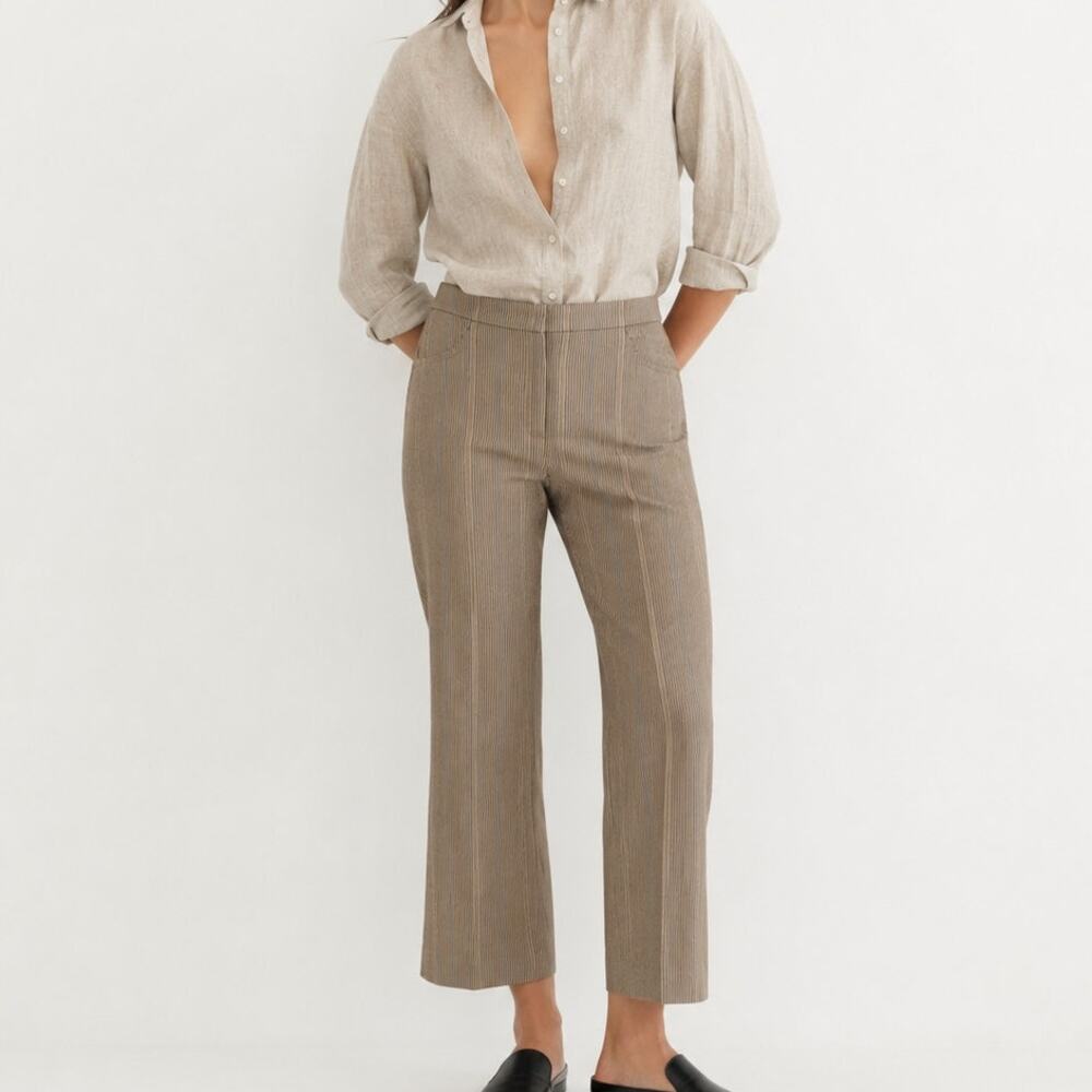 AMOMENTO Stripe Flare Pants in Light brown Wool Blend size 1